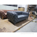  Hot selling Hotel & Living Room furniture modern luxury design Windsor three seat sofa tufted Chesterfield sofa leather Manufactory